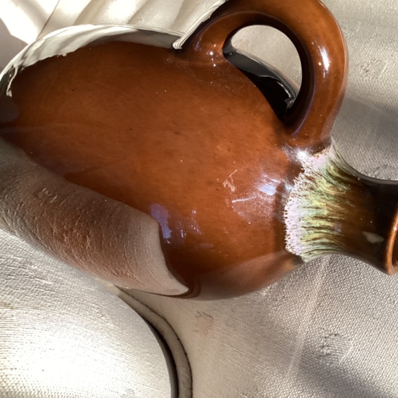 VINTAGE DRIP GLAZED POTTERY PITCHER/GOURD - Picture 11 of 11